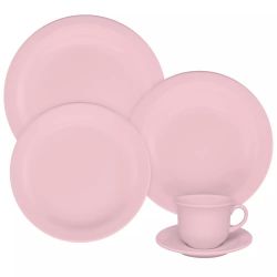 Aparelho de Jantar Cerâmica rosa 30 peças Milenial -  Oxford Porcelanas