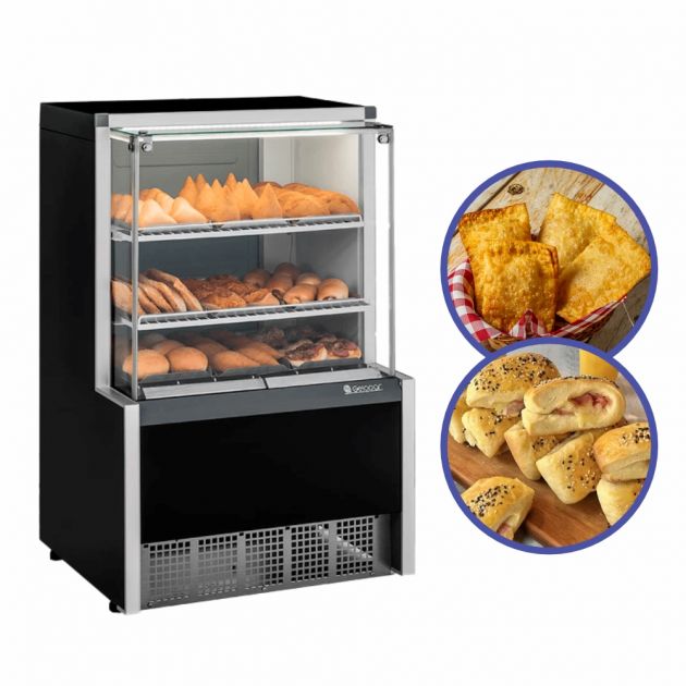 Balcão Vitrine Expositor Estufa Aquecida Pequena para Salgados Gelopar 9 Bandejas MEQA 75 cm