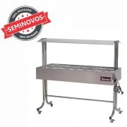 Buffet Aquecido Gastromaq Cromado 6 Cubas Tampa Inox Cobertura Vidro Usado