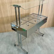 Buffet Aquecido Gastromaq Cromado 6 Cubas Tampa Inox Cobertura Vidro Usado