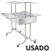 Buffet Inox para Saladas Frio com Vidro Curvo 6 Cubas Usado Venancio EA6MX