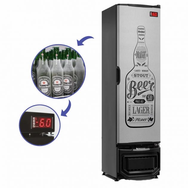 Cervejeira Geladeira para Cerveja -6°C Slim Fina para Churrasqueira Gelopar 230L FrostFree GCB-23 GW 