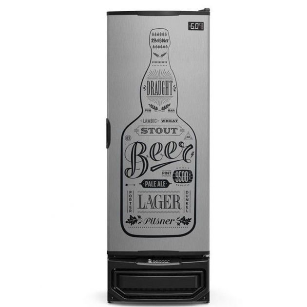 Cervejeira Vertical Geladeira Expositora Cerveja -6°C 360 Latas Gelopar 400 Litros GRBA 400 GW