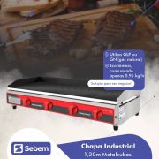 Chapa Industrial Grossa para Carne, Hamburgueria a Gás 1,20m CBG 1200 Pro Metalcubas