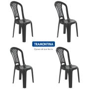 Conjunto de Cadeiras de Plástico Bistrô Tramontina Atlantida 4 Peças Preto