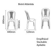 Conjunto de Cadeiras de Plástico Bistrô Tramontina Atlantida 6 Peças Branco
