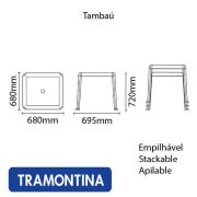 Conjunto de Mesa e Cadeira de Plástico Tramontina  com 1 Mesa e 4 Cadeiras Cinza