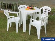 Conjunto Tramontina 1 Mesa e 4 Cadeiras Iguape Branco