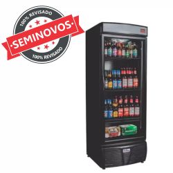 Expositor Expositora Vitrine Geladeira de Bebidas Refrigerada Grande 570L Preta Usada
