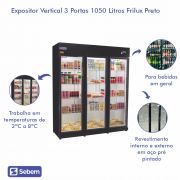 Expositor Vertical 3 Portas Visacooler para Bebidas 1050 Litros Frilux Preto 