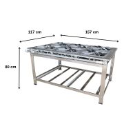 Fogão 6 Bocas Total Inox Industrial Profissional Restaurante Chama Dupla Baixa Pressão 40x40 Sebem