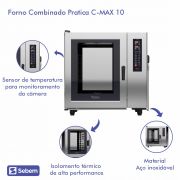 Forno Combinado Pratica 10 Gns C-MAX 10 Lavagem Automática