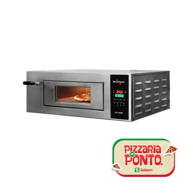 Forno de Pizza Elétrico Industrial com Pedra Refratária Skymsen FLP 400D Painel Digital
