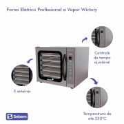 Forno Especial para Pudim e Sobremesas de Esteira Elétrico de Profissional Vapor 5 Esteiras Wictory