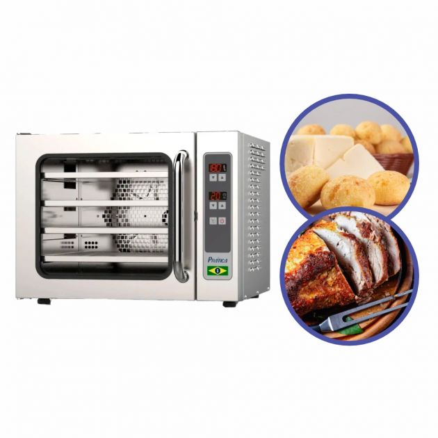 Forno Turbo Convecção Pequeno Miniconv Pratica 4 Assadeiras com Vapor