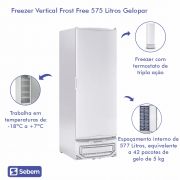 Freezer para Congelados Grande Vertical -18° a +7°C 4 Grades 575L Gelopar Frost Free GPC575 127v 220v