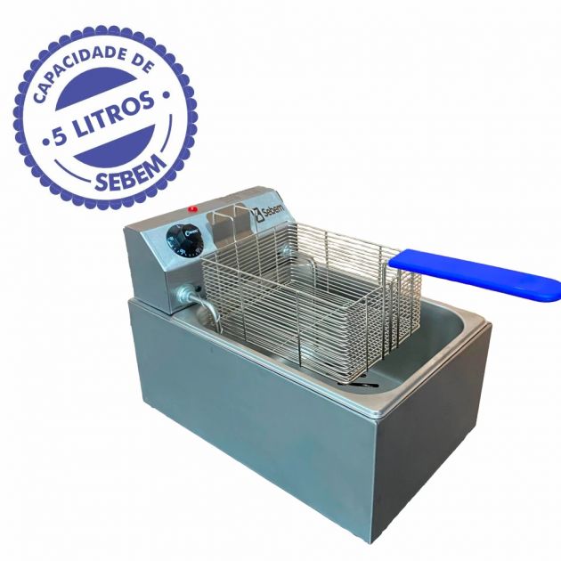 Fritadeira Fritador Elétrico Pequeno Profissional Porção Batatinha Cesto Quadrado 5 L Tampa Sebem
