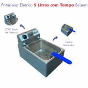 Fritadeira Fritador Elétrico Pequeno Profissional Porção Batatinha Cesto Quadrado 5 L Tampa Sebem