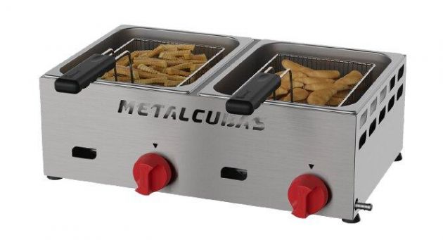 Fritadeira Industrial a Gás Pequena Dupla 6 Litros Metalcubas FRCG 6