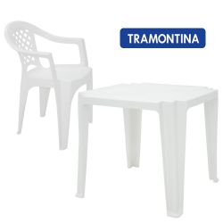 Jogo de 5 Mesas e 20 Cadeiras Poltrona Tramontina - Branco