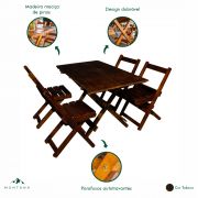 Jogo de Mesa e Cadeira 120x70 com 4 Cadeiras Tabaco para Restaurantes, Bares e Salas de Jantar