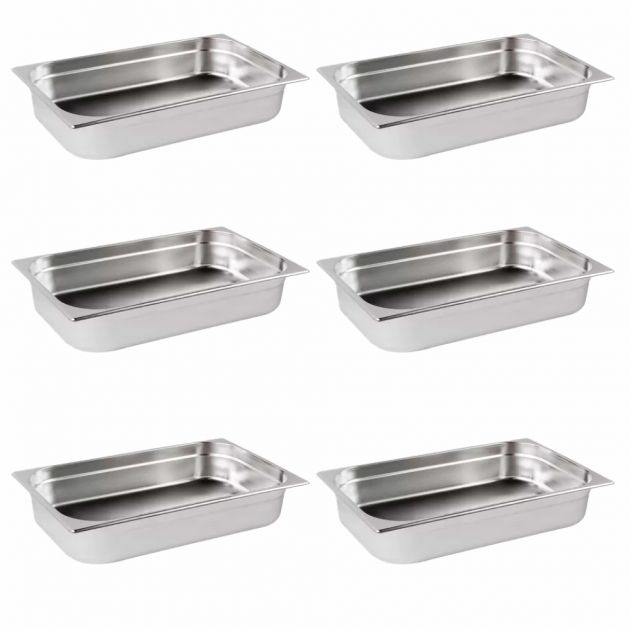 Kit 6 Cubas Gastronômicas Inox para Buffet GN 1/1x100MM  Sebem