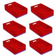 Kit Caixa Plastica Vermelha 6 Unidades para Supermercado