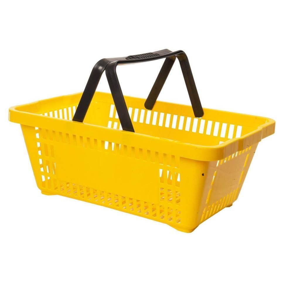 Kit com 5 Cestos para Mercado em Plástico Amarelo MS13 Commerco