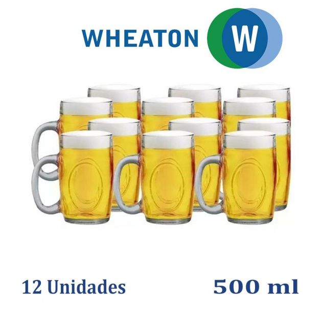 Kit de 12 Canecas de Chopp de Vidro 500 ml Fritz Wheaton Brasil