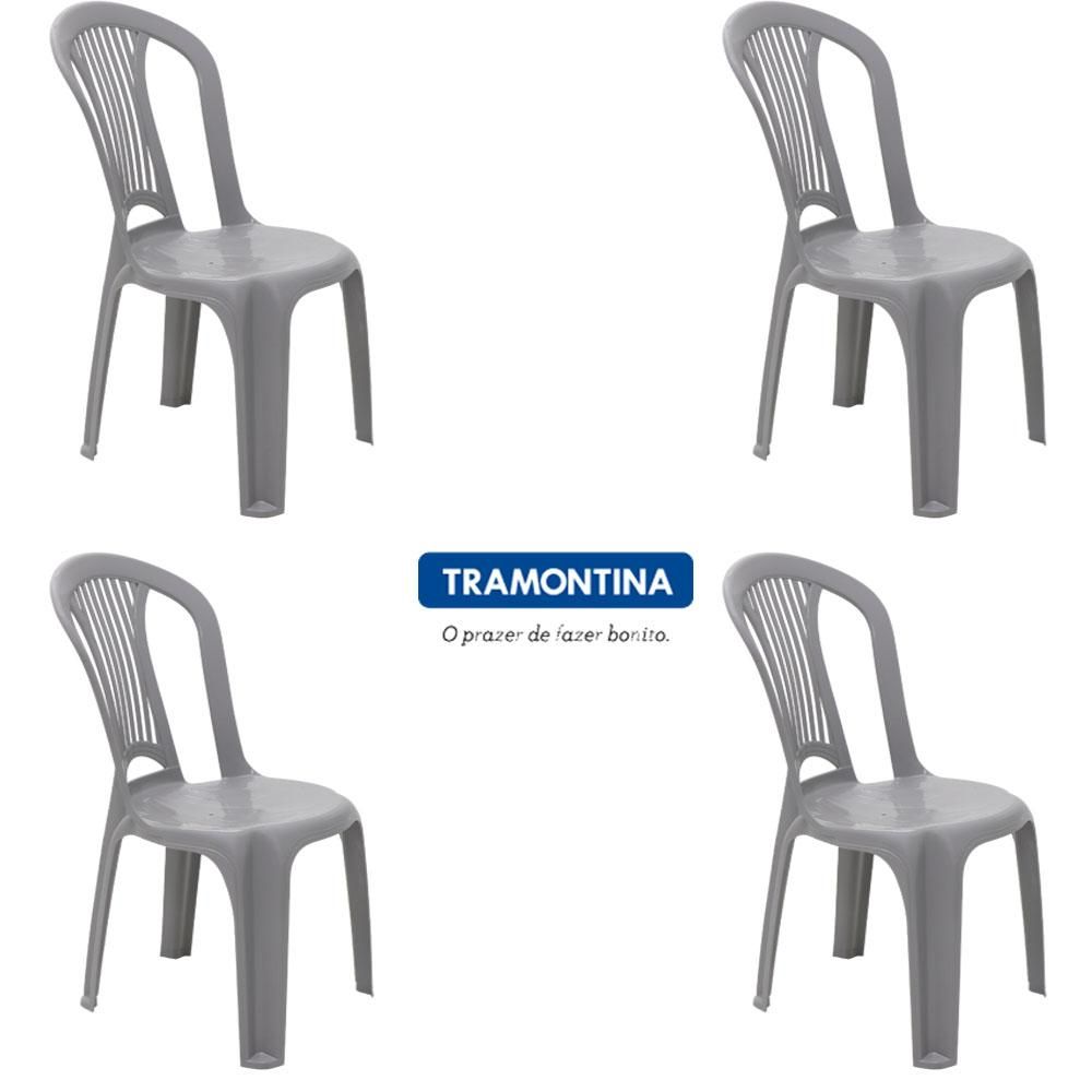 Kit de Cadeiras de Plástico Bistrô Tramontina Atlântida 4 Peças Cinza