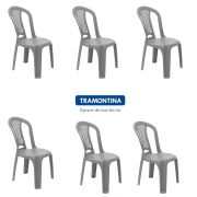 Kit de Cadeiras de Plástico Bistrô Tramontina Atlântida 6 Peças Cinza