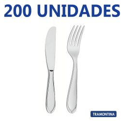 Kit de Talheres Inox para Restaurante 200 Peças Tramontina Laguna