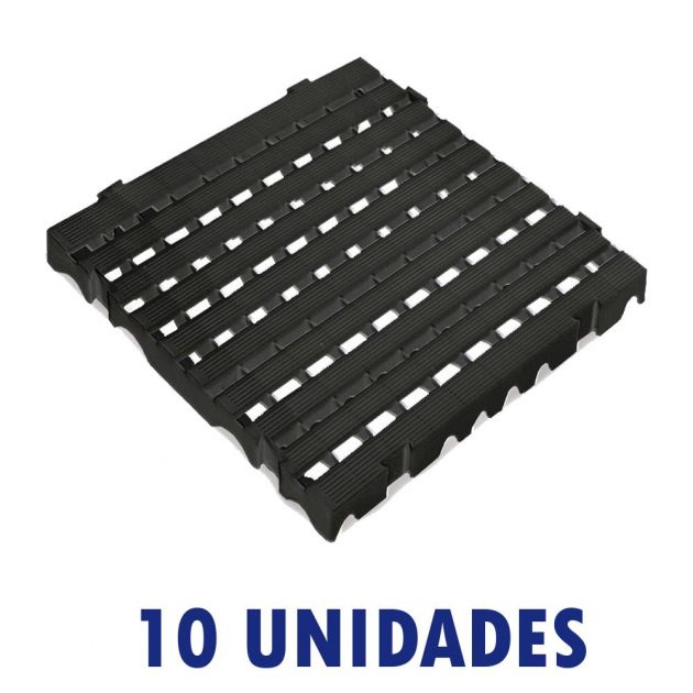 Kit Pallet para Câmara Fria Plástico 10 Unidades 50x50 cm Commerco Preto