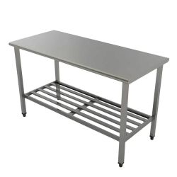 Mesa Aço Total Inteira Inox Industrial Bancada De Apoio 2 Metros - Imeca