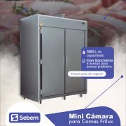 Mini Câmara Fria Geladeira para Açougue 2 portas 600 Kg 1800 Litros