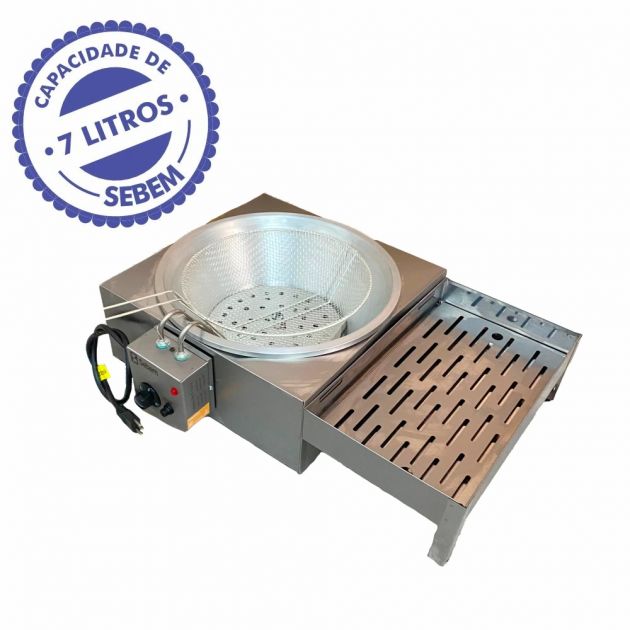 Tacho Fritador Elétrico 7 Litros Pastel Salgados com Escorredor Embutido Sebem